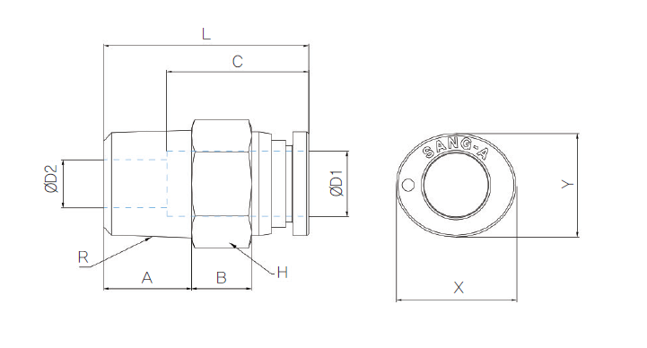 Cleanroom RVS rechte inschroef BSPT