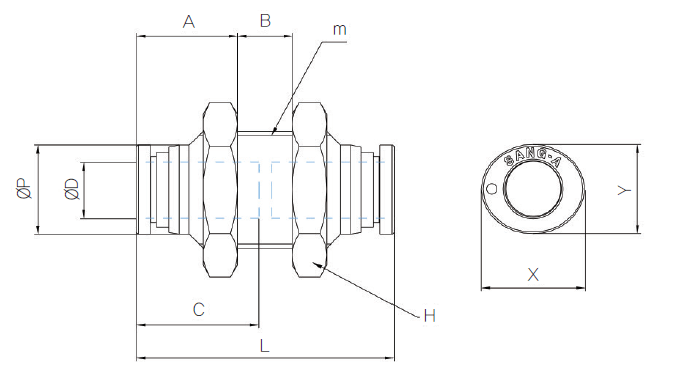 Cleanroom RVS rechte schotdoorvoer