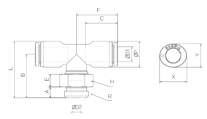 Cleanroom RVS T-inschroef BSPP