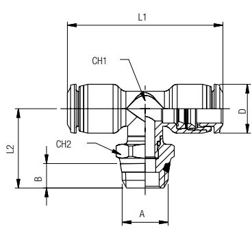 afmetingen push-in fittingen INCH L-inschroef