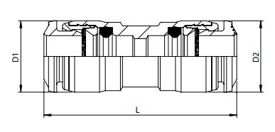 afmetingen push-in fittingen INCH rechte verbinding