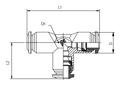 afmetingen push-in fittingen INCH haakse inschroef